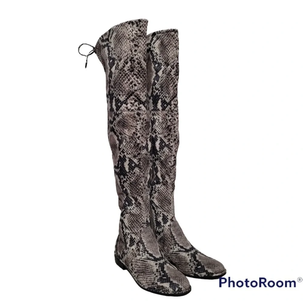 Marc Fisher Humor over the knee boot gray snake skin